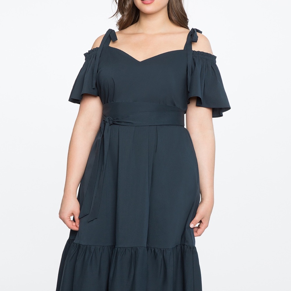 Eloquii Off Shoulder Flounce Hem Dress